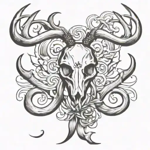 fish hook and deer antler infinity symbol tattoo design idea