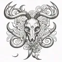 fish hook and deer antler infinity symbol tattoo design idea