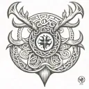 fish hook and deer antler infinity symbol tattoo design idea