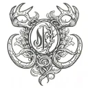 fish hook and deer antler infinity symbol tattoo design idea