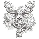 fish hook and deer antler infinity symbol tattoo design idea