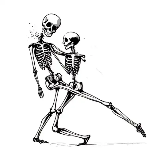 dancing skeleton couple tattoo design idea