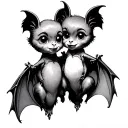 two cute female bats that are best friends tattoo design idea