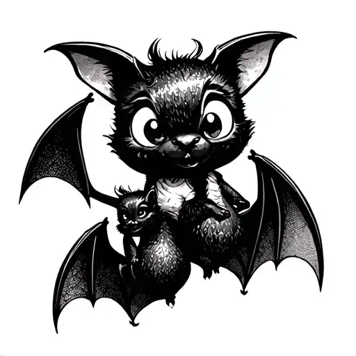 two cute female bats that are best friends tattoo design idea