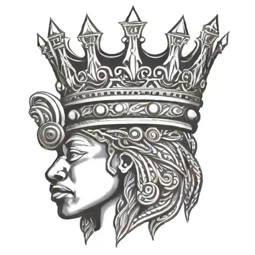 an african kings crown tattoo design idea