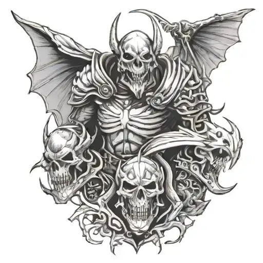 skull knight and zodd, guts ans femto from berserk tattoo design idea