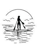 paddleboard and sunset background tattoo design idea