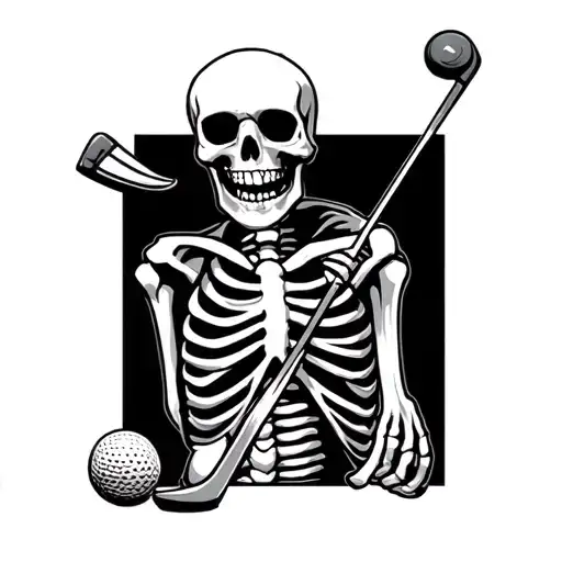 skeleton golfing tattoo design idea