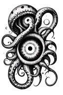 swirly tentacles eyeball tattoo design idea