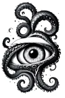 swirly tentacles eyeball tattoo design idea