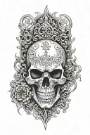 skull with evil carvings tattoo design idea