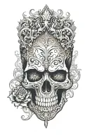 skull with evil carvings tattoo design idea