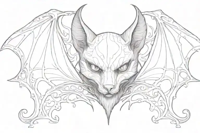 cat bat gothic tattoo design idea