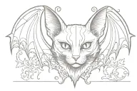 cat bat gothic tattoo design idea