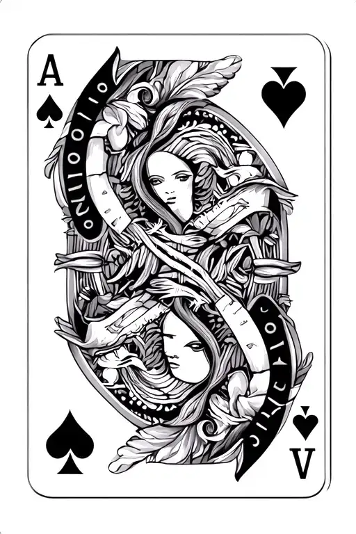 a playing card featuring mainly Aquarius elements with subtle Capricorn elements tattoo design idea