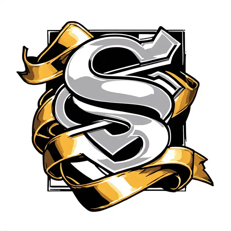 Superman logo with a C instead of a S. The logo is wrapped in a golden ribbon  tattoo design idea