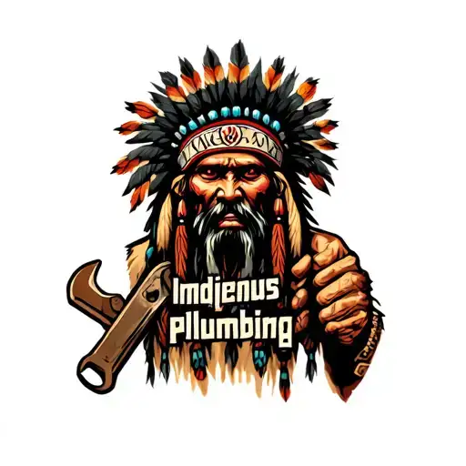 "Indigenous Plumbing " "Indigenous Plumbing " "Indigenous Plumbing " dread lock Native American holding a wrench tattoo design idea