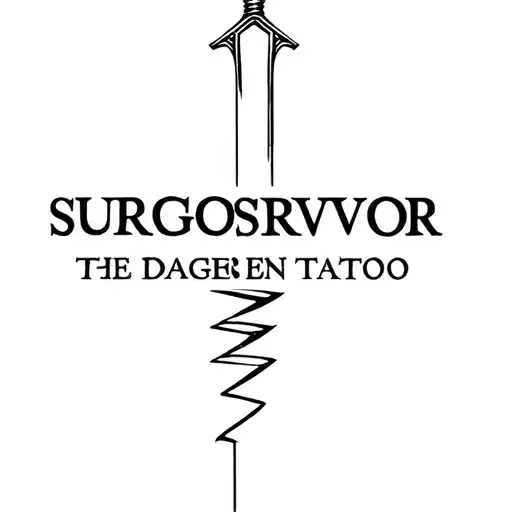 dagger stabbing the word survivor  tattoo design idea