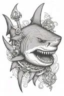 shark with anchor tattoo design idea
