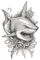 shark with anchor tattoo design idea