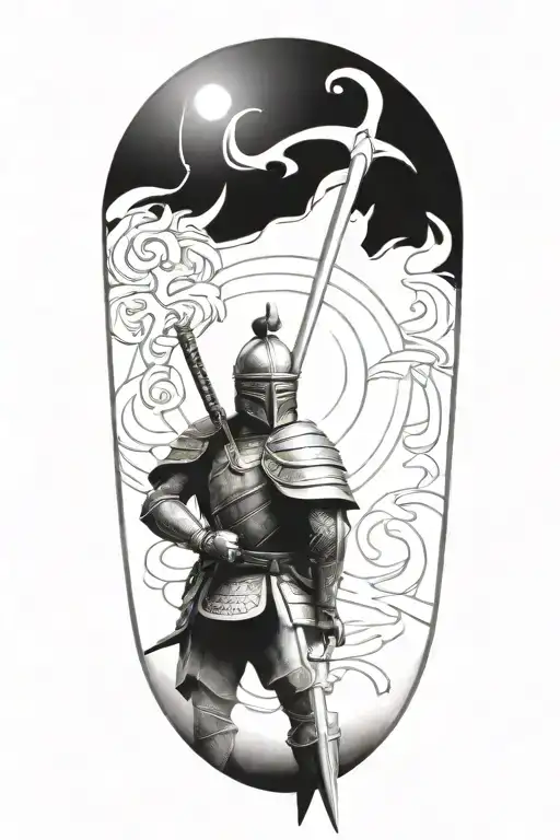 profile of knight, samurai, and spartan warriors tattoo design idea