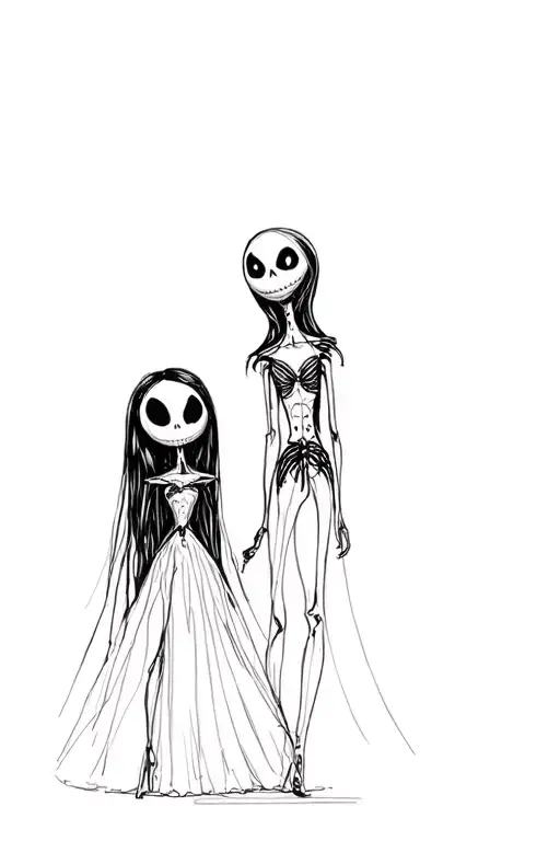 jack and sally tattoo design idea
