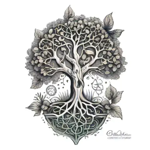 A creative interpretation of the Tree of Life incorporating surgical instruments and geometric patterns, representing the surgeon's passion for both art and medicine tattoo design idea