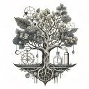 A creative interpretation of the Tree of Life incorporating surgical instruments and geometric patterns, representing the surgeon's passion for both art and medicine tattoo design idea