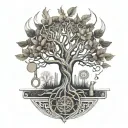 A creative interpretation of the Tree of Life incorporating surgical instruments and geometric patterns, representing the surgeon's passion for both art and medicine tattoo design idea