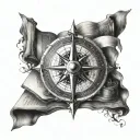 A detailed compass rose intertwined with open books, symbolizing navigation and exploration through literature tattoo design idea