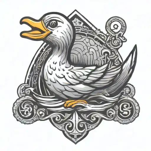 Simplist rubber ducky house symbol in the style of game of thrones tattoo design idea