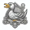 Simplist rubber ducky house symbol in the style of game of thrones tattoo design idea