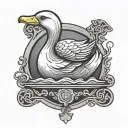 Simplist rubber ducky house symbol in the style of game of thrones tattoo design idea