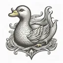 Simplist rubber ducky house symbol in the style of game of thrones tattoo design idea