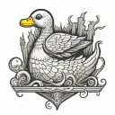 Simplist rubber ducky house symbol in the style of game of thrones tattoo design idea