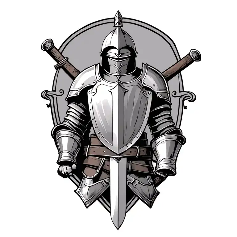 Please design an Armour of God tattoo that has a sword, breastplate, shoes, shield, belt, and helmet. tattoo design idea