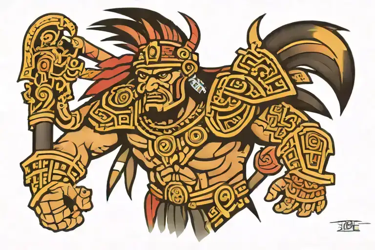 Aztec warrior tattoo design idea