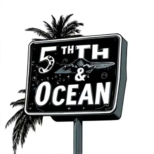 street sign 5th and ocean in a doo-op style tattoo design idea