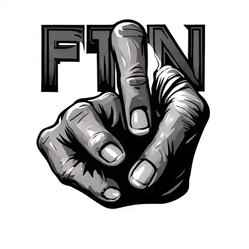 middle finger with letters FTN tattoo design idea