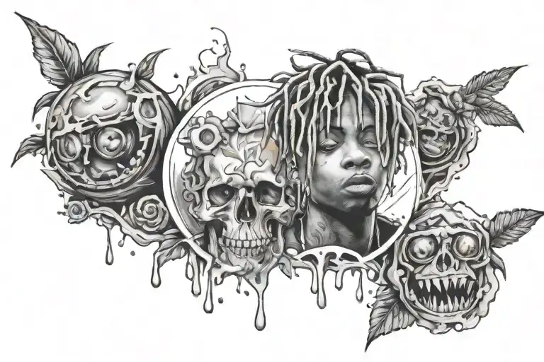 juice wrld 999 anxiety tattoo design idea