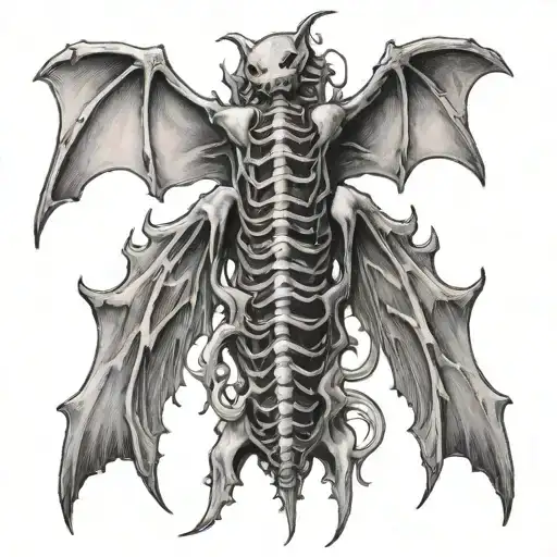 spine tattoo with small bats on each vertebrae  tattoo design idea