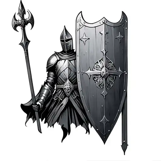 Templar Knight with shield tattoo design idea