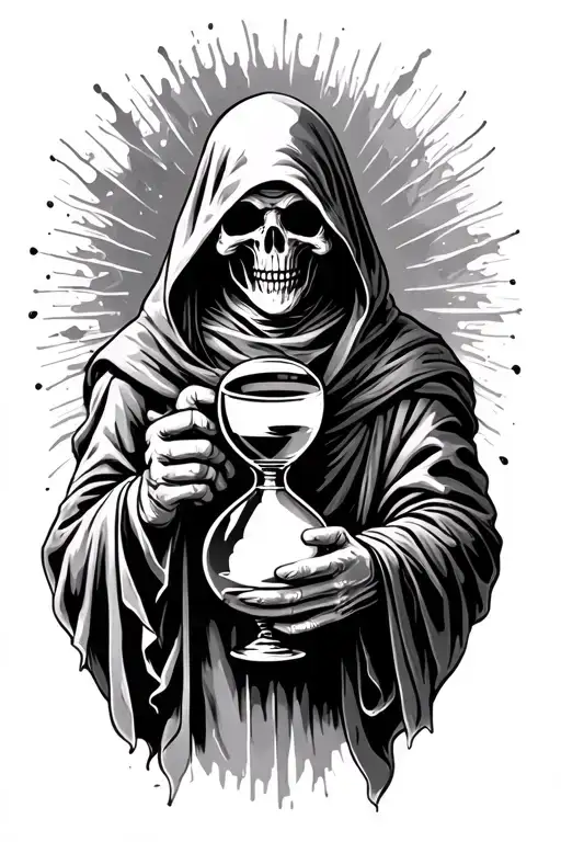 grim reaper holding an hour glass tattoo design idea