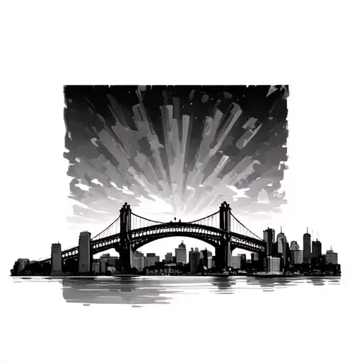 pittsburgh skyline with bridge tattoo design idea