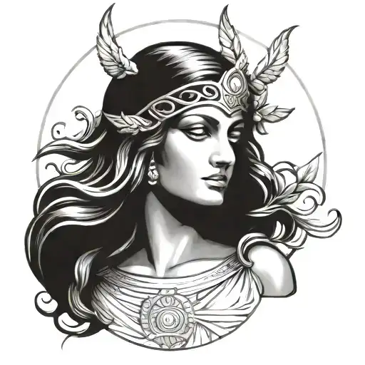 sexy athena greek goddess tattoo design idea