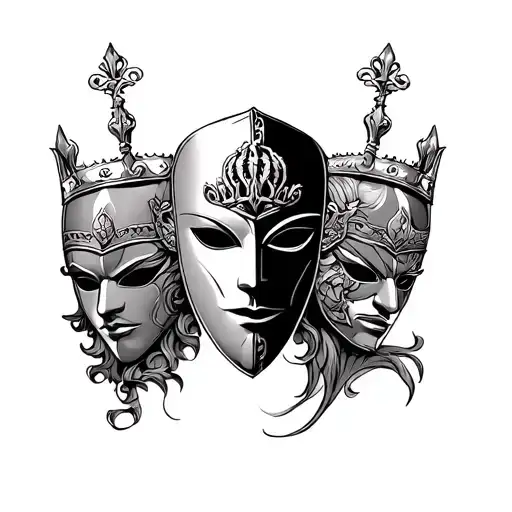 king baldwin 4th mask surrounded tattoo design idea