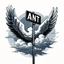 wings and clouds and street sign formed tattoo design idea
