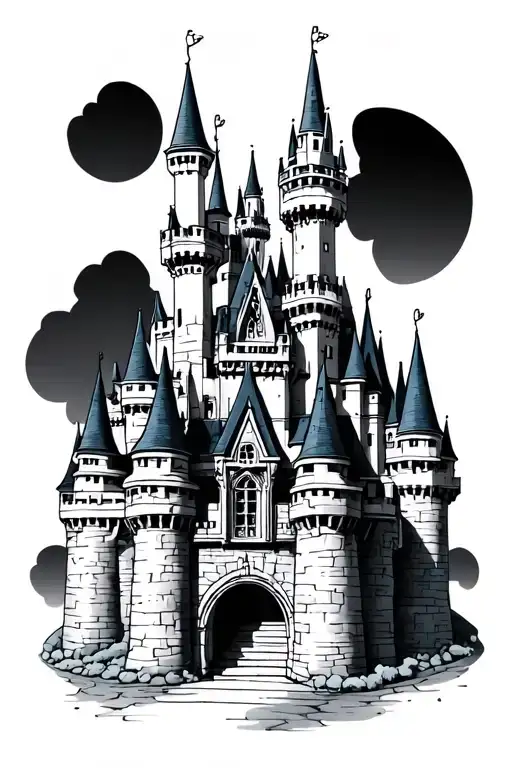 disney castle tattoo design idea
