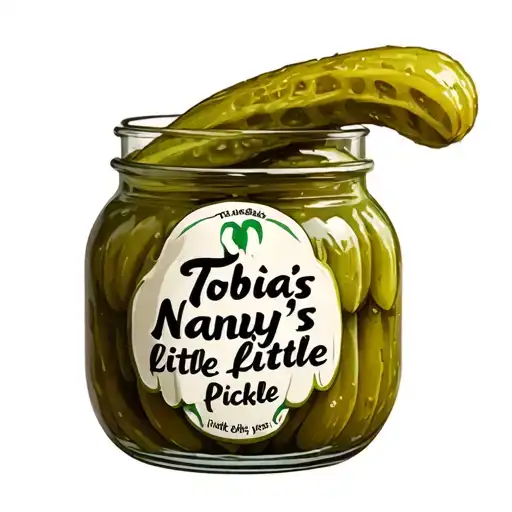 "Tobias Nanny's little pickle " cheeky Dill pickle jar with a ghost tattoo design idea