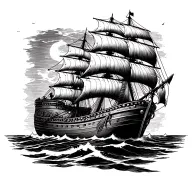 black pearl ship sailing tattoo design idea